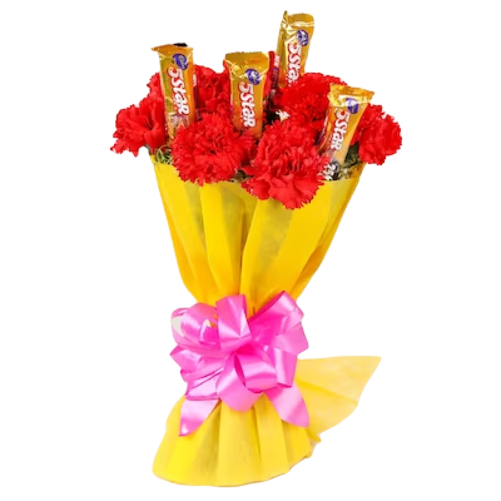 Red Carnation with 5 star chocolate