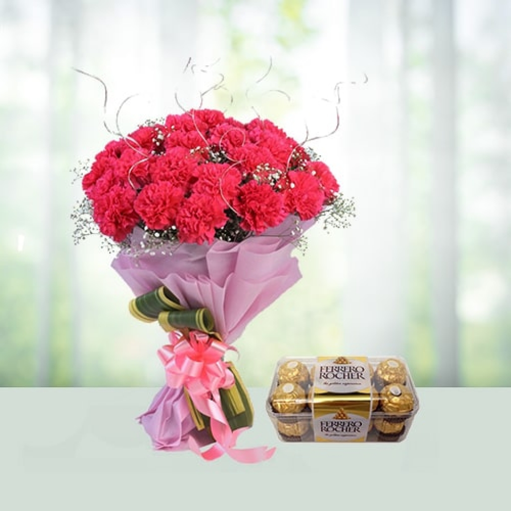 Women's Day Flowers with chocolates combo