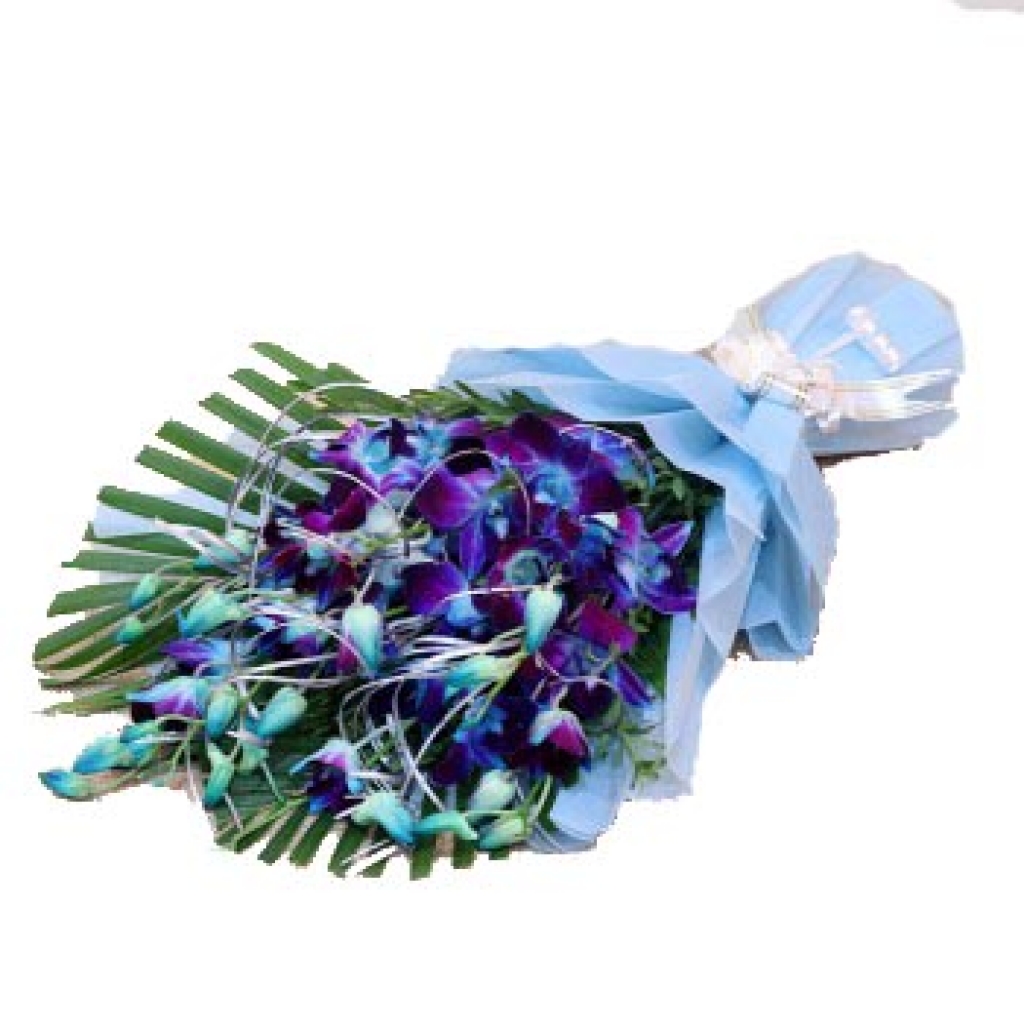 Romantic Blue Orchid Flower Bouquet