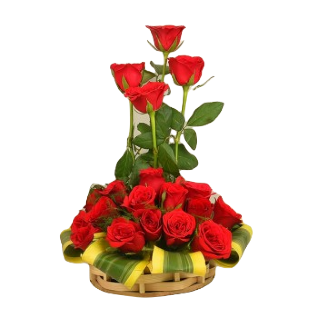 Basket Arrangement of Red Roses