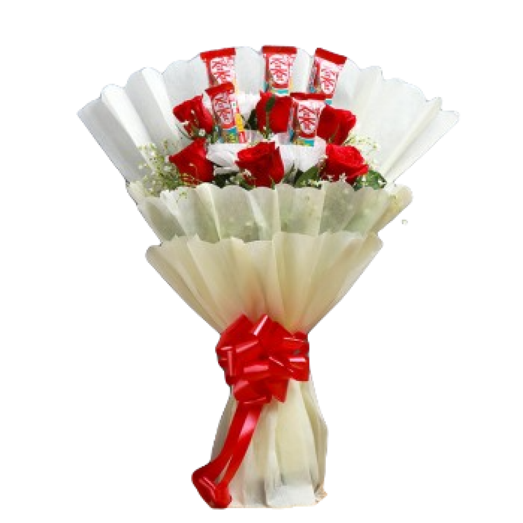 KitKat Chocolate and Roses Flower Bouquet