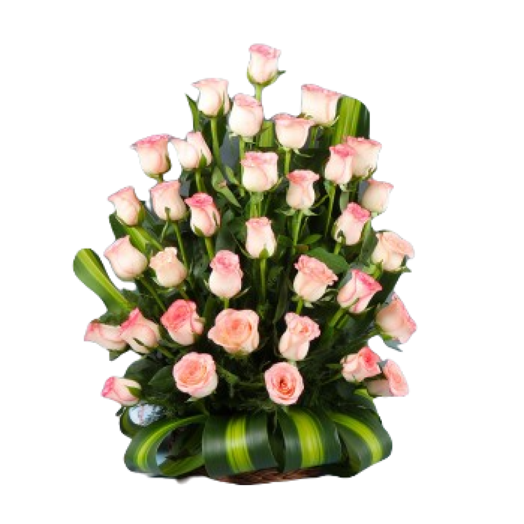 Gorgeous pink roses flower basket