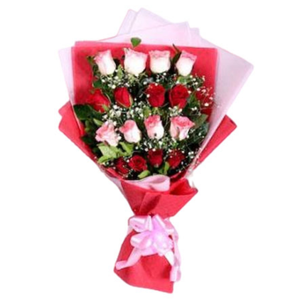 Stunning Red and Pink Roses Bouquet