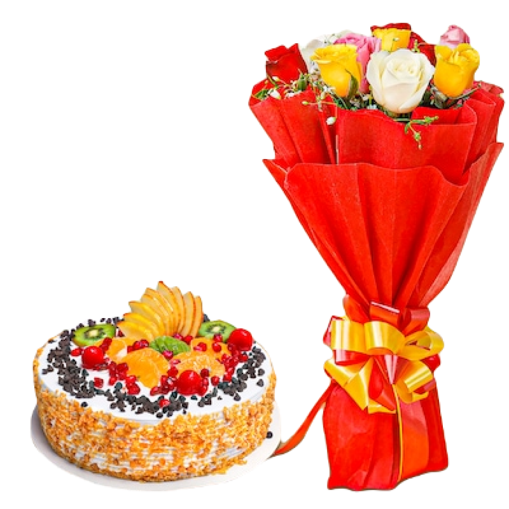 Fruit and Nut Cake Flower Combo