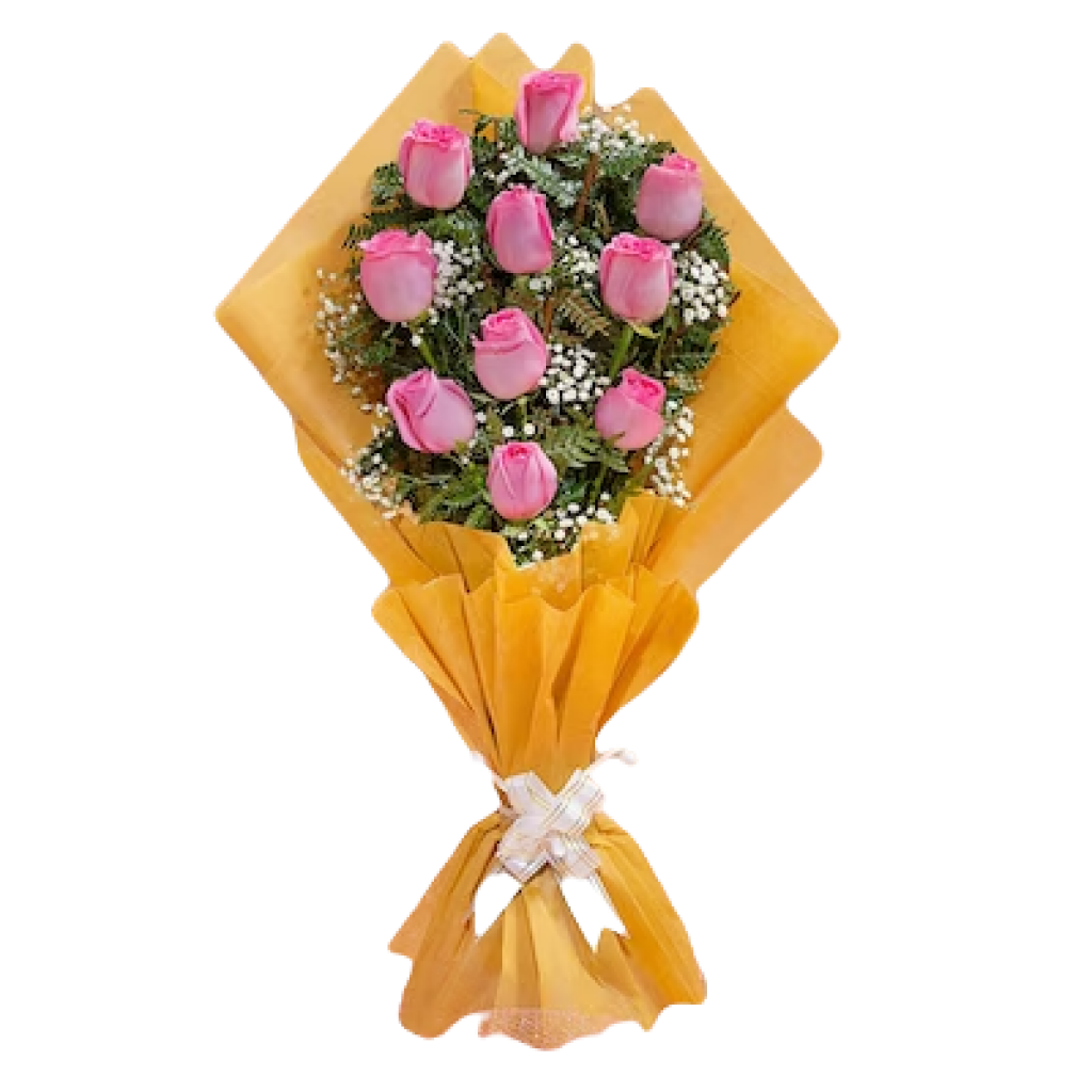 Pink Roses with Yellow packing