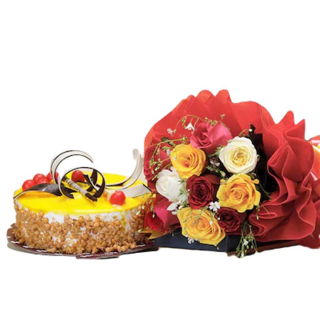 Mix Roses with Butterscotch Cake