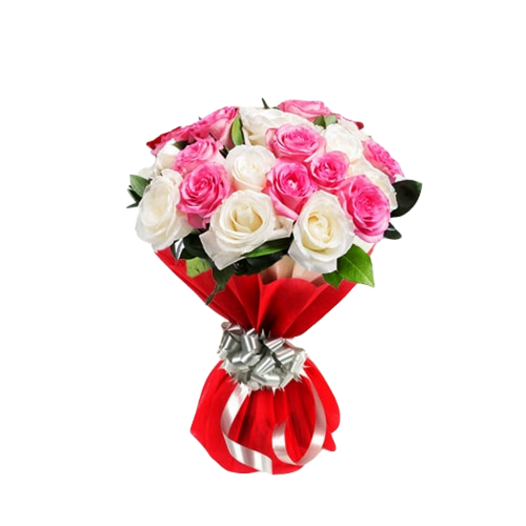Red and White Roses Valentine Bouquet