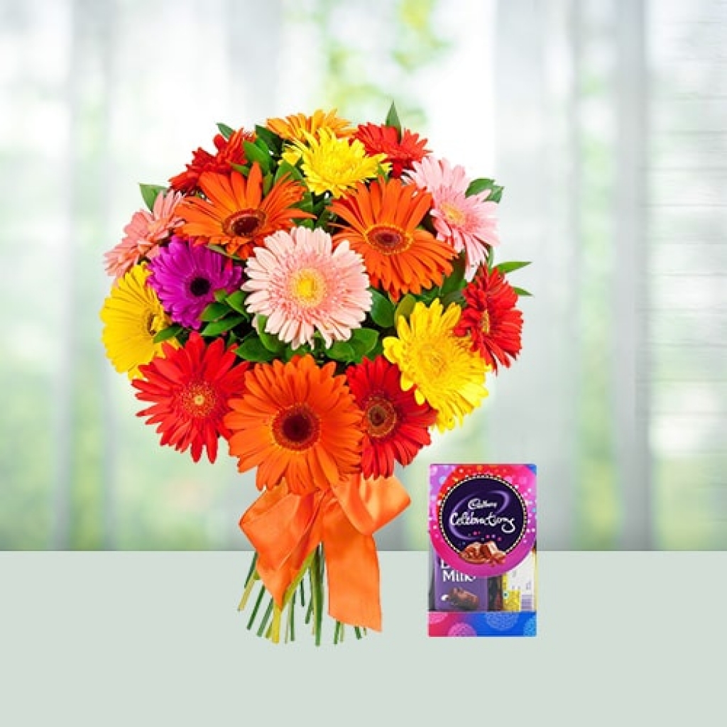 Valentine Day Flowers with chocolates combo