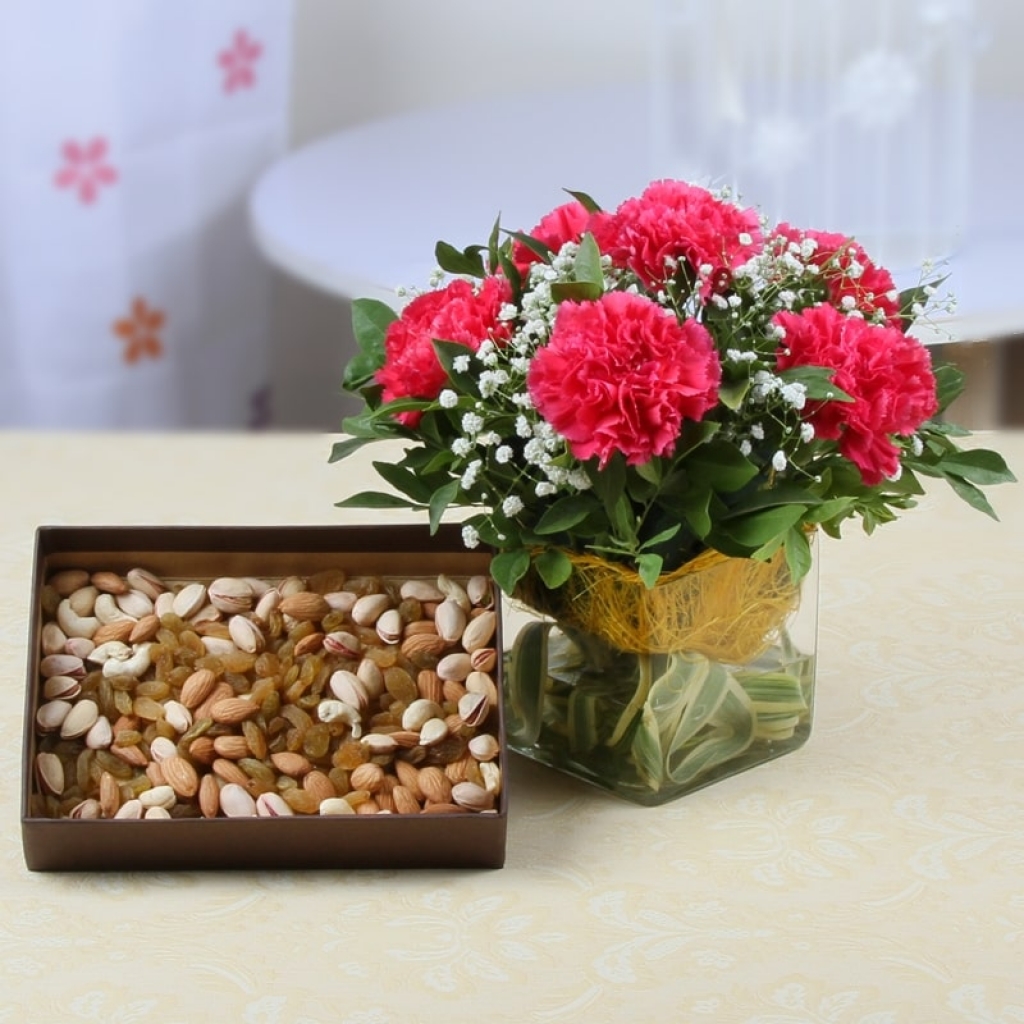 Flowers with Dry Fruits Combo