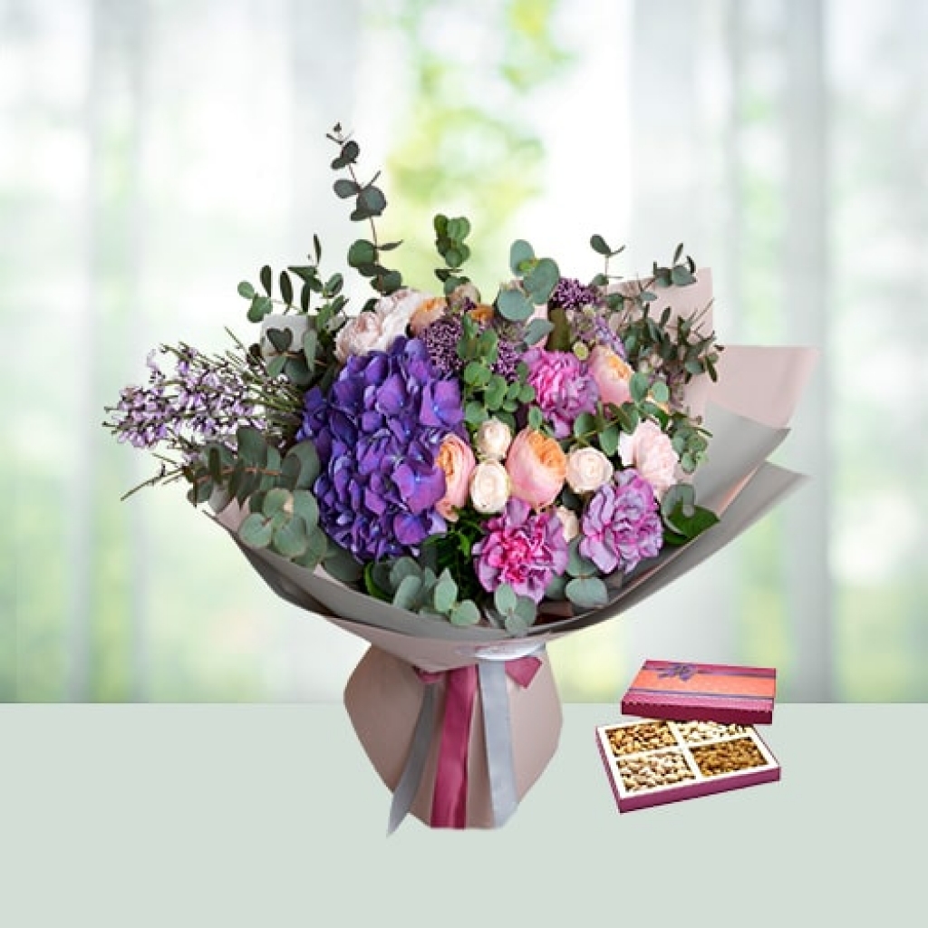 Flowers with Dry Fruits Combo