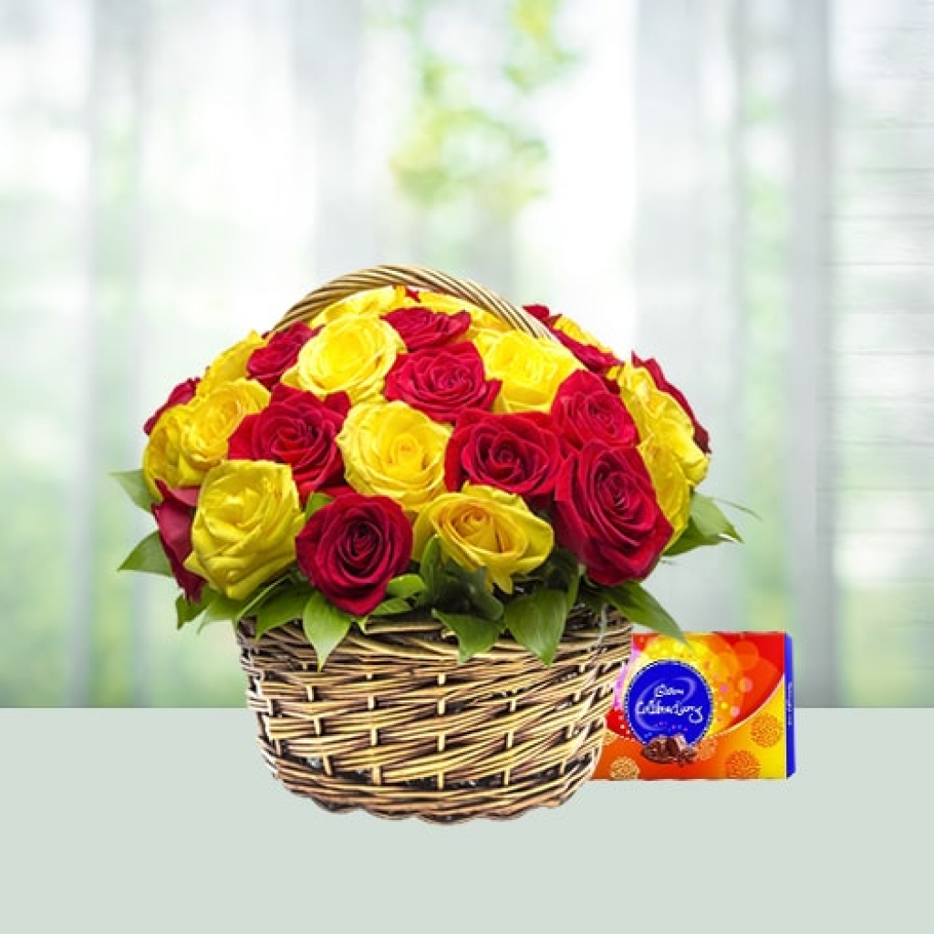 Valentine Day Flowers with chocolates combo